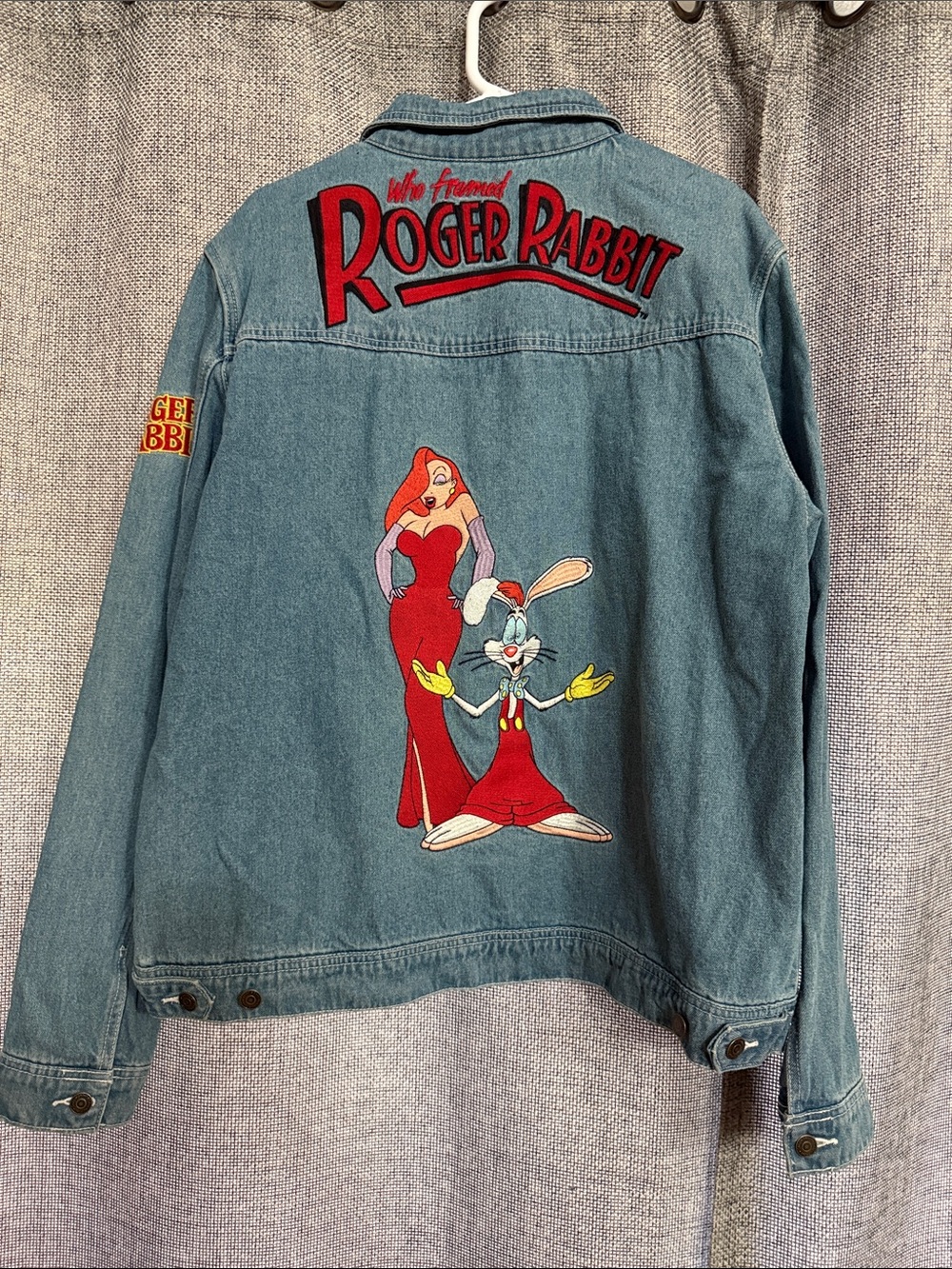 Unisex Cakeworthy Who Framed Roger Rabbit Embroidered Denim Jacket Toon Town - Picture 10 of 12